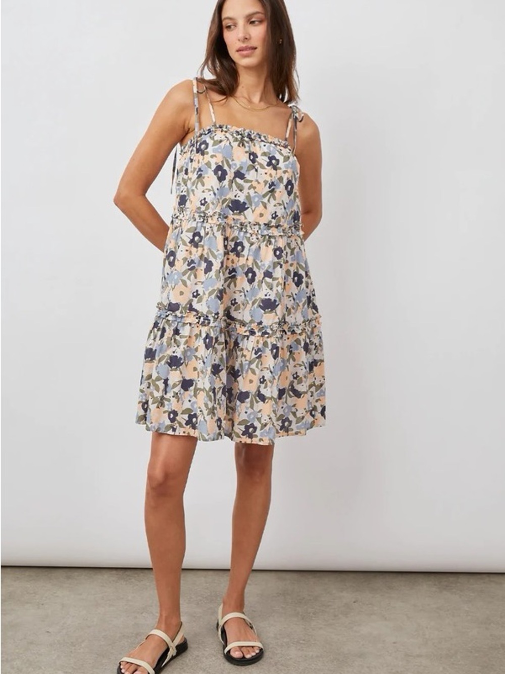 Rails Caralyn Mod Floral Tiered Mini Sundress in Yellow, Blue, Gray - Picture 3 of 8